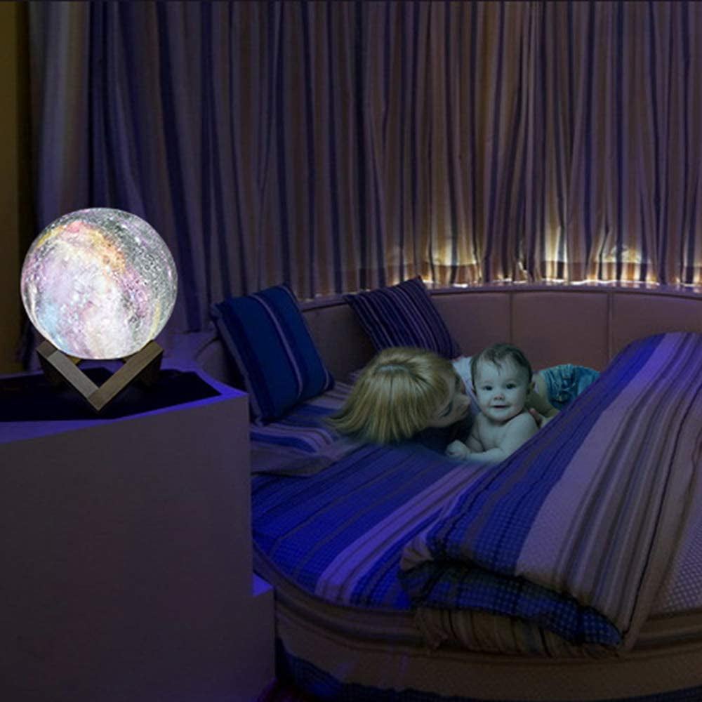 T20 3D Printing Moon Lamp Galaxy Moon Light Kids Night Light 16 Color Change Touch and Remote Control Galaxy Light as Gifts