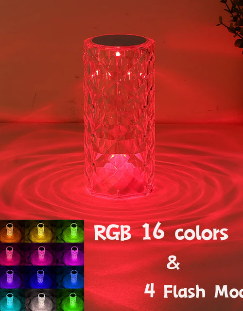 Load image into Gallery viewer, Crystal Table Lamp for Bedroom 16 Colors Touch/Remote Dimmable Night Light USB LED Bedside Diamond Rose Lamp
