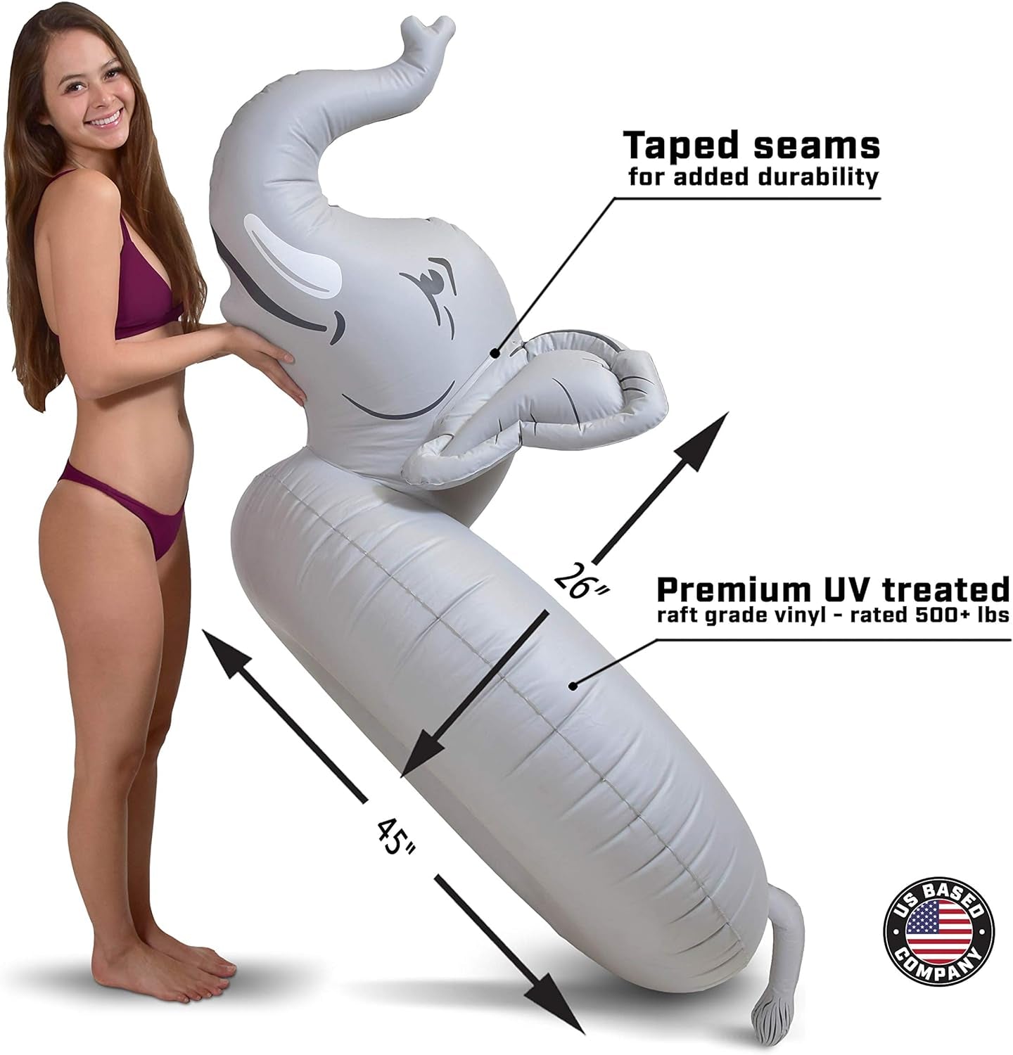 Elephant Pool Float Party Tube - Inflatable Rafts for Adults & Kids