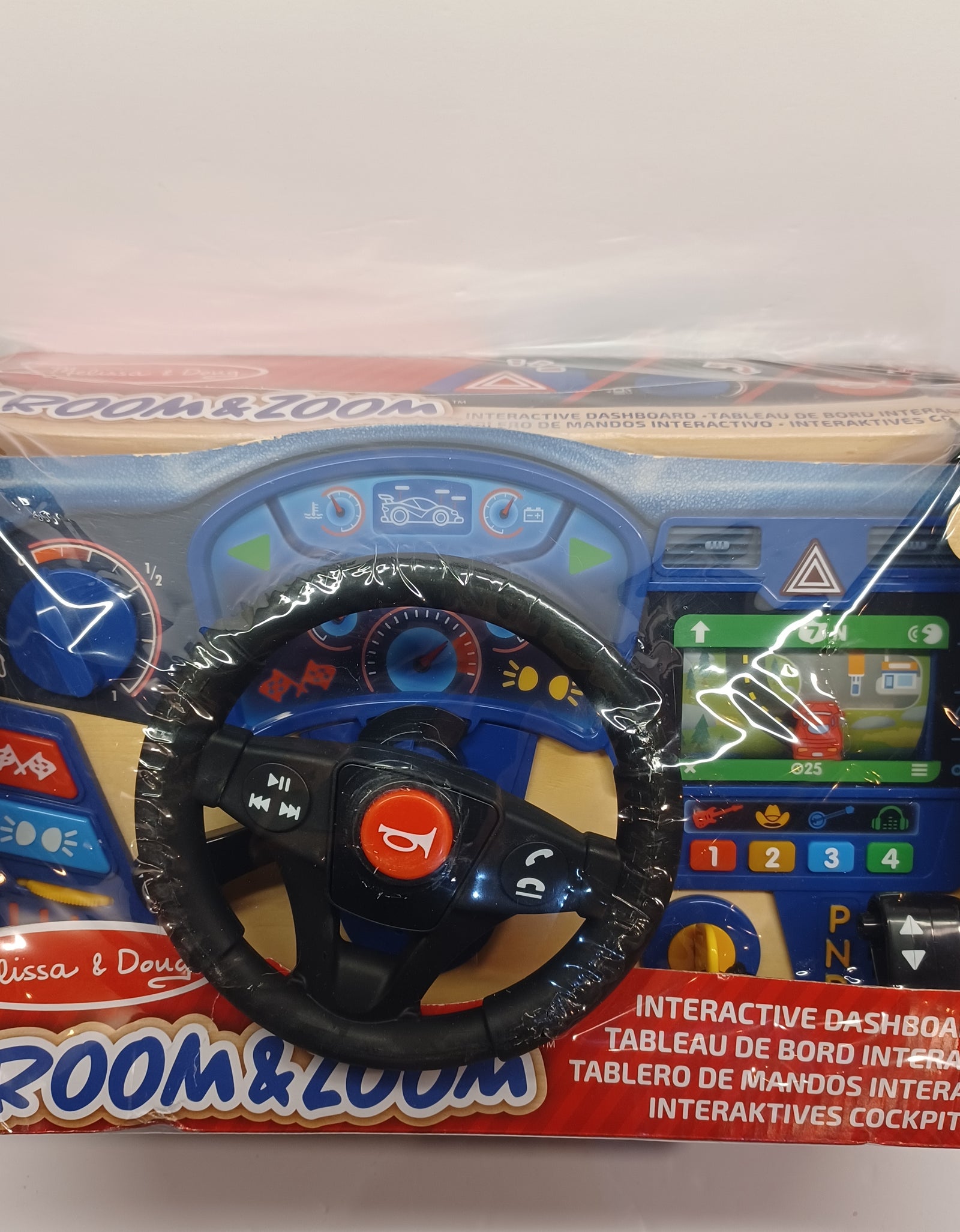 Melissa & Doug Vroom & Zoom Interactive Wooden Dashboard Steering Wheel