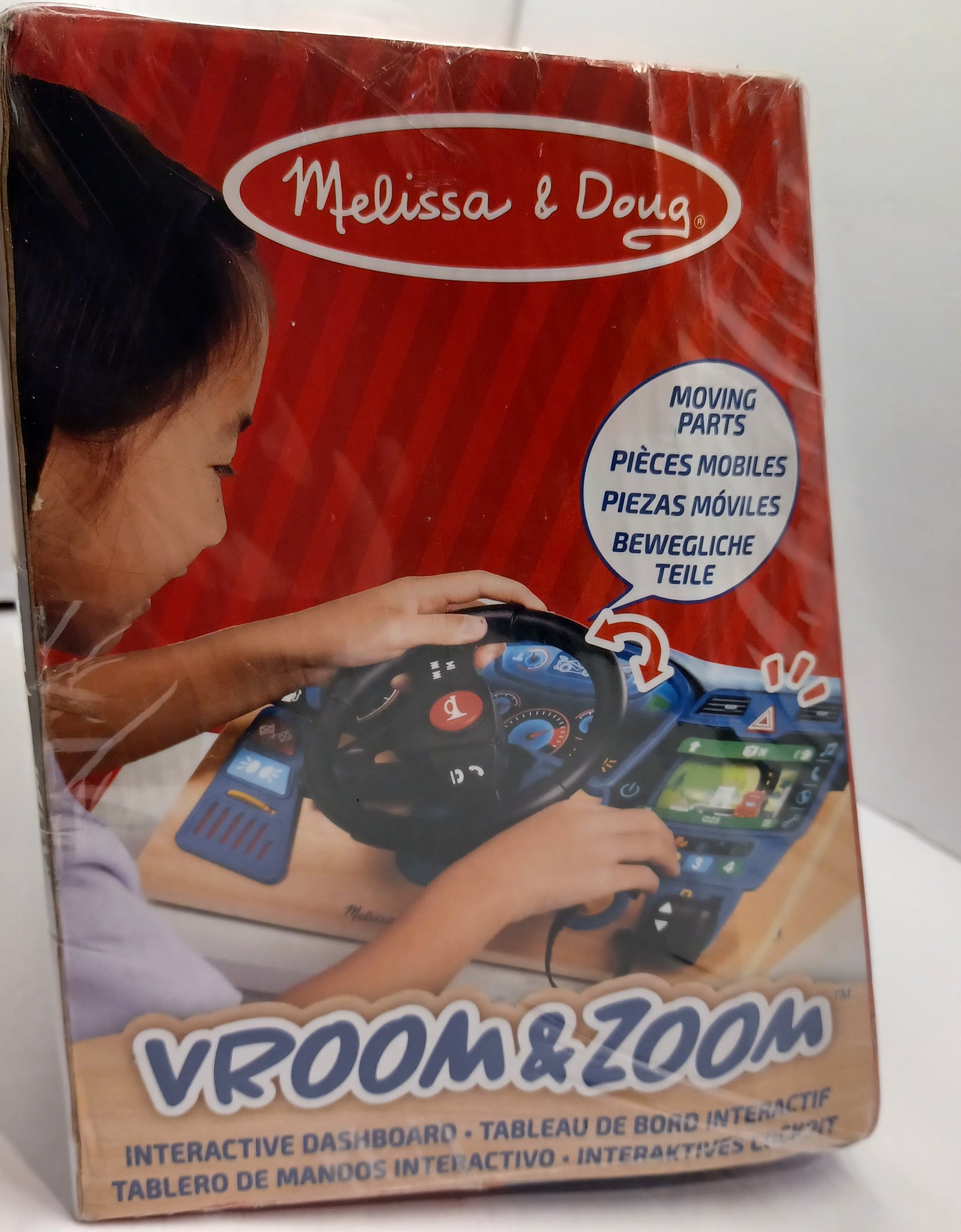 Melissa & Doug Vroom & Zoom Interactive Wooden Dashboard Steering Wheel