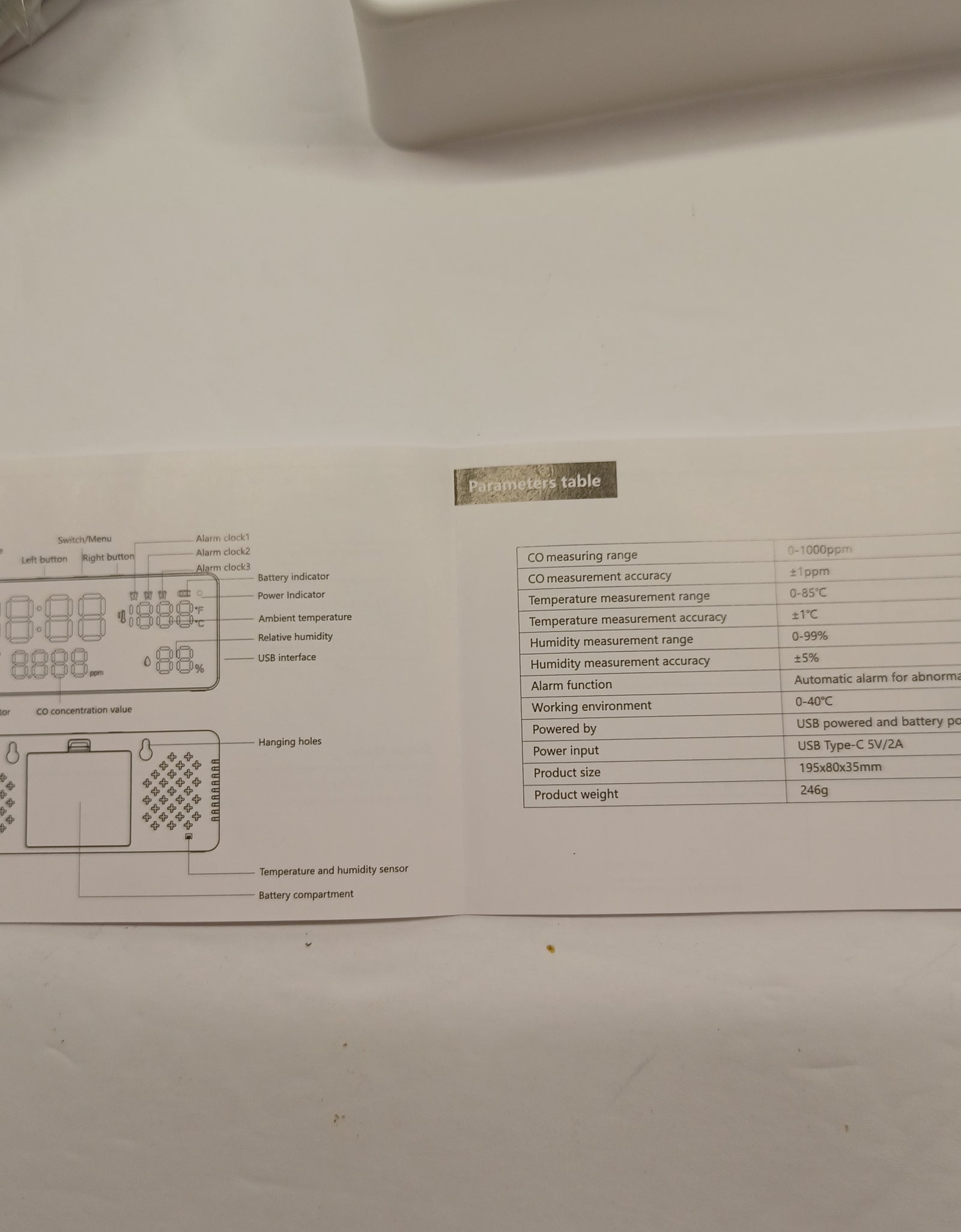 A3 Air Quality Monitor/Alarm/Calendar/Clock