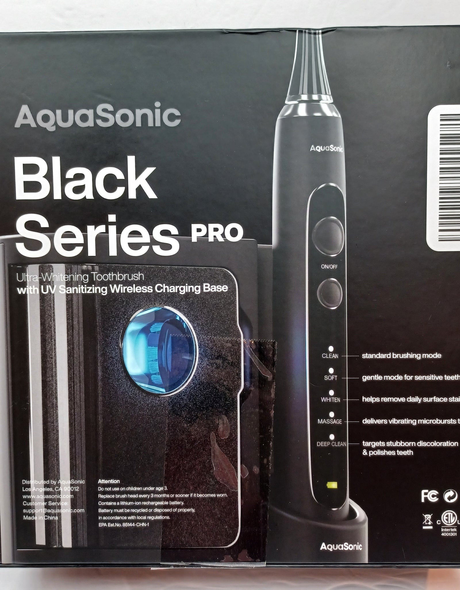 Aquasonic Black Series PRO – Ultra Whitening Toothbrush w UV Sanitizing Base