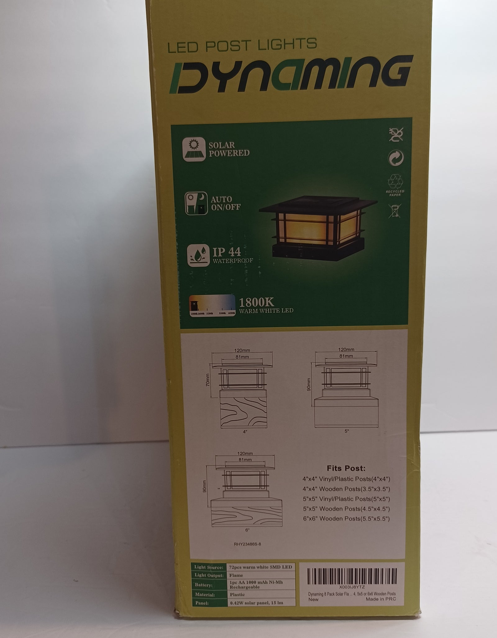 Dynaming 8 Pack Solar Flame Post Lights Outdoor