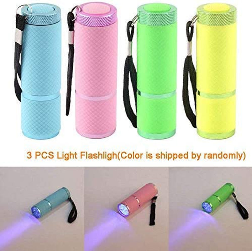 3Pcs LED Flashlight, Small Glow Flashlights with 9 LED Lights, Portable Light Nail Dryer for Nail Gel (MIXCOLOR)