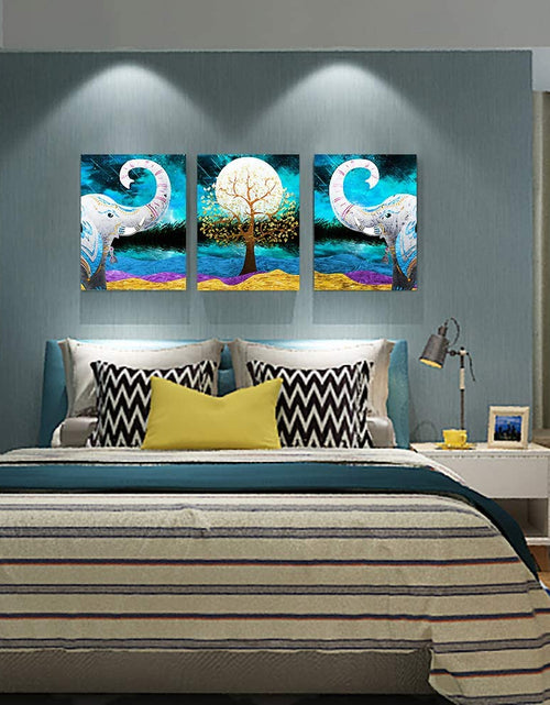 Load image into Gallery viewer, Canvas Wall Art for Living Room ,Farmhouse Bathroom Wall Decor Blue Abstract Animal Landscape Painting,Modern Family Kitchen Bedroom Decoration Elephant Canvas Art Pictures Artwork for Home Walls
