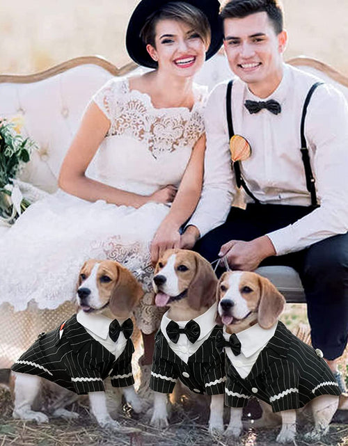 Load image into Gallery viewer, Dog Black Suit Costume, Pet Halloween Costume with Bow Tie, Formal Boston Tuxedo Shirt for Small Medium Large Puppy Dogs, Cat Dark Bride Costume Prince Wedding Clothes
