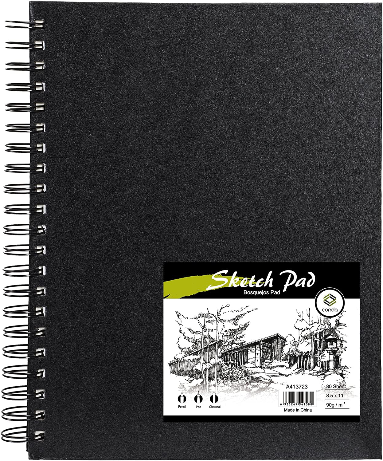 8.5"X11" Hardbound Sketch Book, Double-Sided Hardcover Sketchbook, Spiral Sketch Pad, Durable Acid Free Drawing Art Paper for Kids & Adults