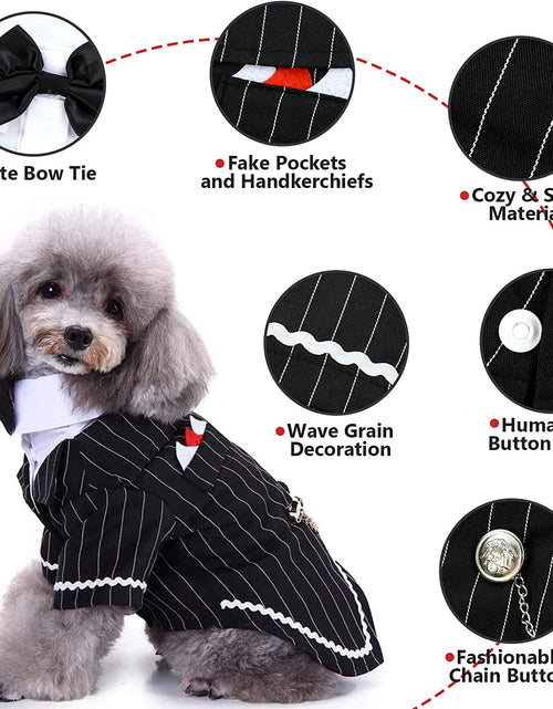 Load image into Gallery viewer, Dog Black Suit Costume, Pet Halloween Costume with Bow Tie, Formal Boston Tuxedo Shirt for Small Medium Large Puppy Dogs, Cat Dark Bride Costume Prince Wedding Clothes
