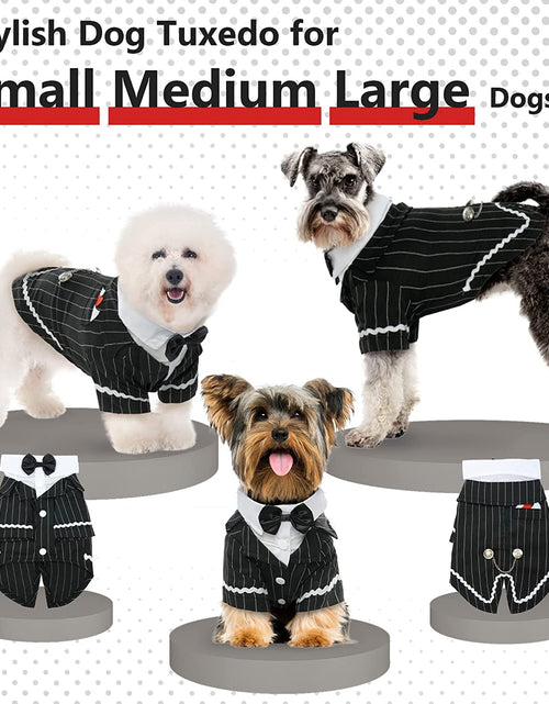 Load image into Gallery viewer, Dog Black Suit Costume, Pet Halloween Costume with Bow Tie, Formal Boston Tuxedo Shirt for Small Medium Large Puppy Dogs, Cat Dark Bride Costume Prince Wedding Clothes
