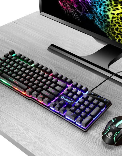 Load image into Gallery viewer, USB Wired Gaming Keyboard Mouse Combos PC Rainbow Colorful LED Backlit Gaming Mouse and Keyboard Set Kit for Home Office Gamer
