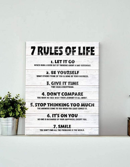 Load image into Gallery viewer, Motivational Quotes Wall Decor 7 Rules of Life Inspirational Motto Canvas Print Wall Art Framed (12X15 Inch, Black)
