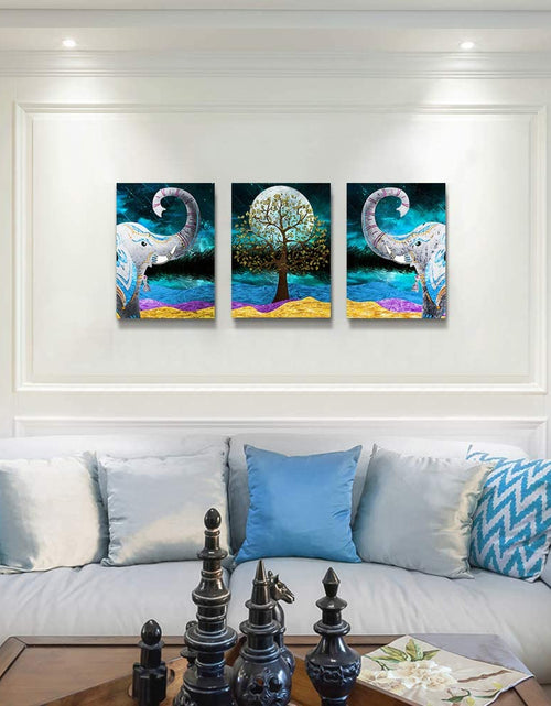 Load image into Gallery viewer, Canvas Wall Art for Living Room ,Farmhouse Bathroom Wall Decor Blue Abstract Animal Landscape Painting,Modern Family Kitchen Bedroom Decoration Elephant Canvas Art Pictures Artwork for Home Walls
