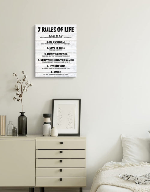 Load image into Gallery viewer, Motivational Quotes Wall Decor 7 Rules of Life Inspirational Motto Canvas Print Wall Art Framed (12X15 Inch, Black)
