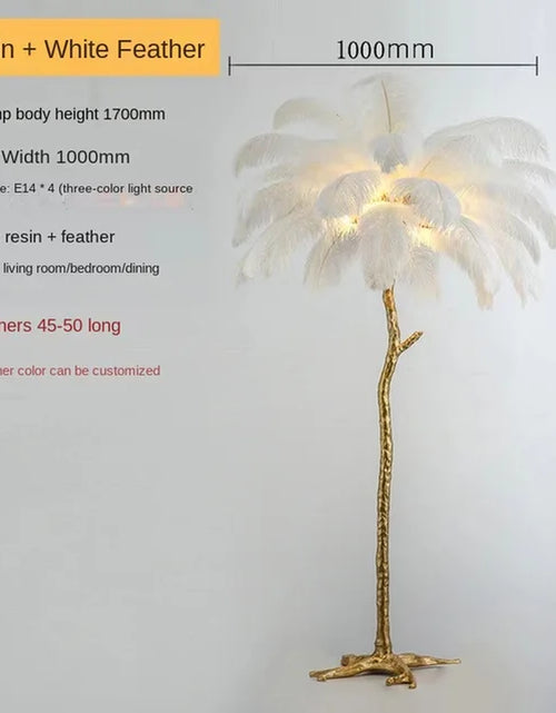 Load image into Gallery viewer, Nordic Ostrich Feather Led Floor Lamp Resin Copper Living Room Home Decor Standing Light Indoor Lighting Bedroom Bedside Light
