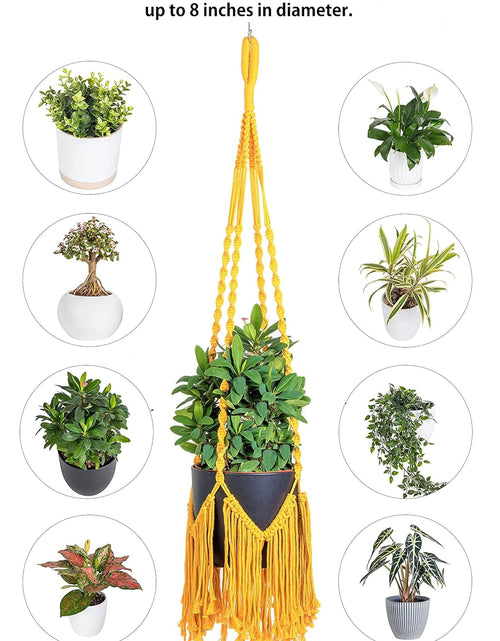 Load image into Gallery viewer, Hanging Planters Macrame for Outdoor &amp; Indoor Plants, Macrame Wall Hanging W 2 Hooks, Hanging Plant Holders, Boho Hanging Planter Basket, No Tassel- Muard 40 Hes, Muard,Dr0010
