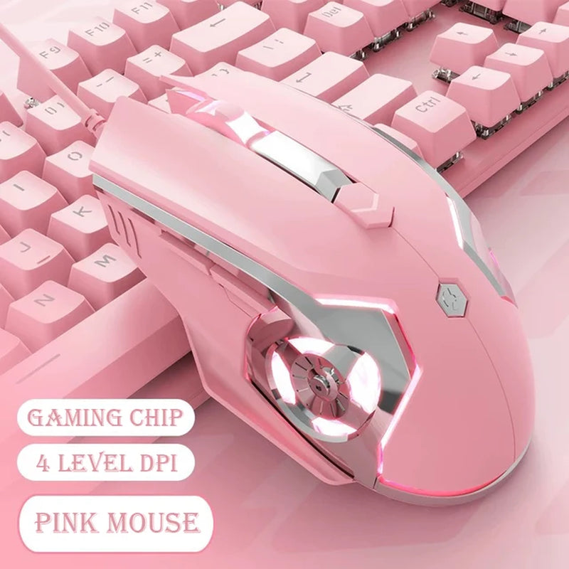 AJ120 Wired Gaming Mouse for Desktop Notebok PC Pink White Blue Mouse