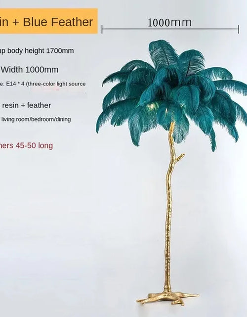 Load image into Gallery viewer, Nordic Ostrich Feather Led Floor Lamp Resin Copper Living Room Home Decor Standing Light Indoor Lighting Bedroom Bedside Light
