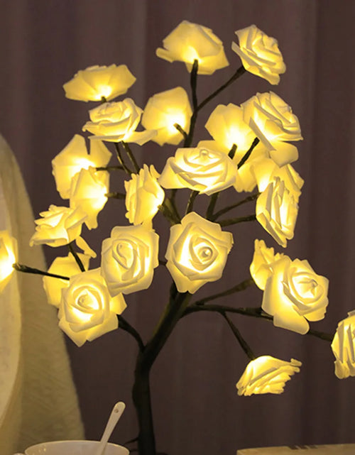 Load image into Gallery viewer, 24 LED Rose Flower Tree Lights USB Table Lamp Home Decoration LED Table Lights Parties Xmas Christmas Wedding Bedroom Decor
