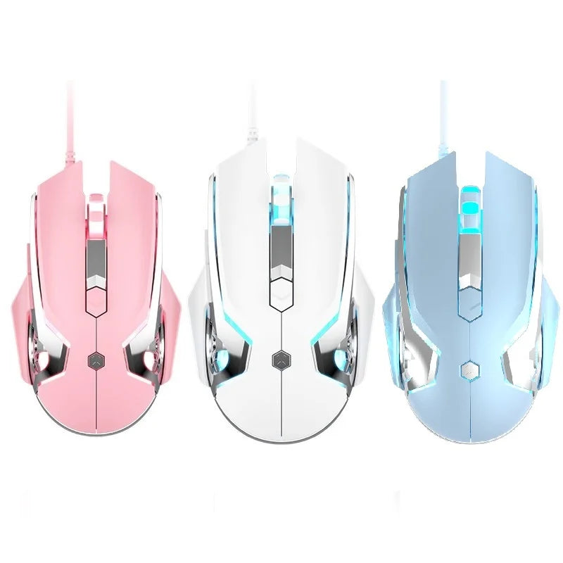 AJ120 Wired Gaming Mouse for Desktop Notebok PC Pink White Blue Mouse