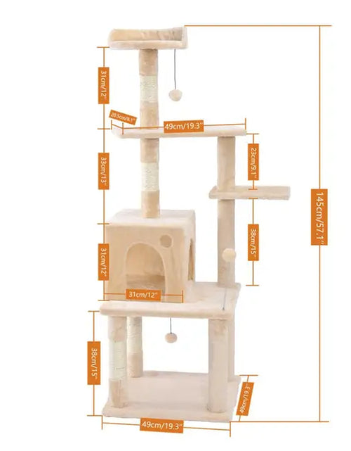 Load image into Gallery viewer, Pet Cat Tree House 7 Kinds House with Hanging Ball Cat Condo Climbing Frame Furniture Scratchers Post for Kitten Cat Playing Toy
