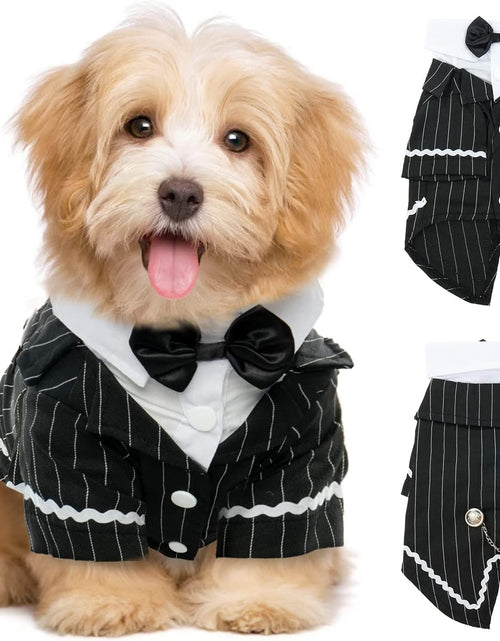 Load image into Gallery viewer, Dog Black Suit Costume, Pet Halloween Costume with Bow Tie, Formal Boston Tuxedo Shirt for Small Medium Large Puppy Dogs, Cat Dark Bride Costume Prince Wedding Clothes
