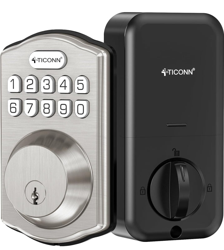 TICONN Keyless Deadbolt Entry Door Lock- Satin Nickle