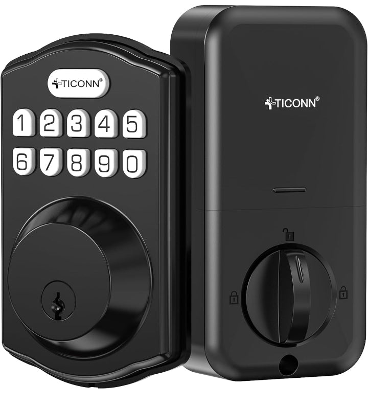 TICONN Keyless Deadbolt Entry Door Lock- Matte Black