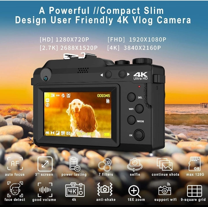 Digital Camera for Photography,  4K Vlog Camera