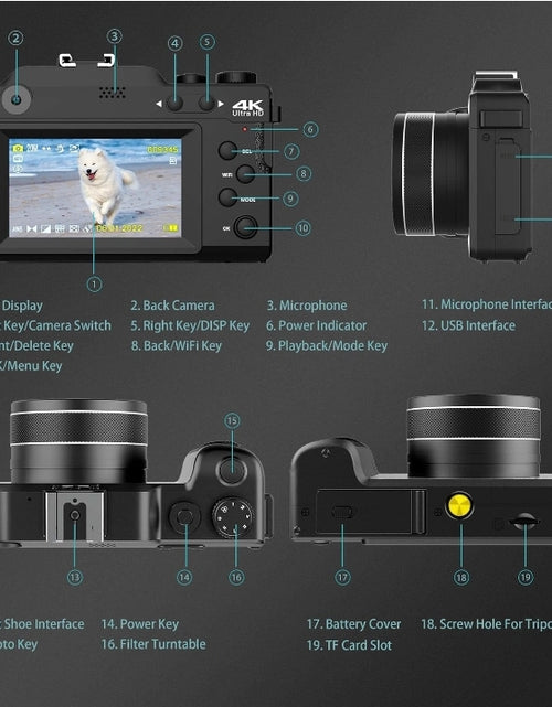 Load image into Gallery viewer, Digital Camera for Photography,  4K Vlog Camera
