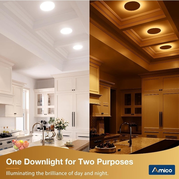 Amico 12 Pack 8 Inch 5CCT LED Recessed Ceiling Light with Night Light