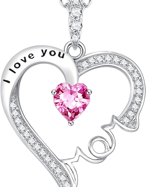 Load image into Gallery viewer, I Love You Mom Necklace for Mom 925 Sterling Silver Pendant with Birthstones, Birthday Mother&#39;S Day Jewelry Gifts for Women
