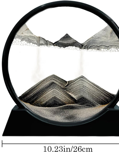 Load image into Gallery viewer, Moving Sand Art Picture round Glass 3D Deep Sea Sandscape in Motion Display Flowing Sand Frame Relaxing Desktop Home Office Work Decor (12&quot;, Black)
