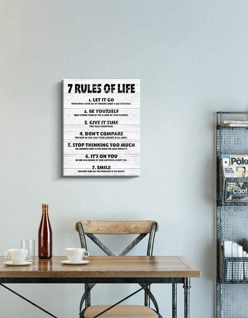 Load image into Gallery viewer, Motivational Quotes Wall Decor 7 Rules of Life Inspirational Motto Canvas Print Wall Art Framed (12X15 Inch, Black)
