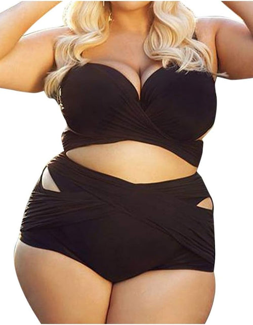 Load image into Gallery viewer, Kehen plus Size Women Two Piece Swimsuit Bandages Ruched Bikiniset Swimwear
