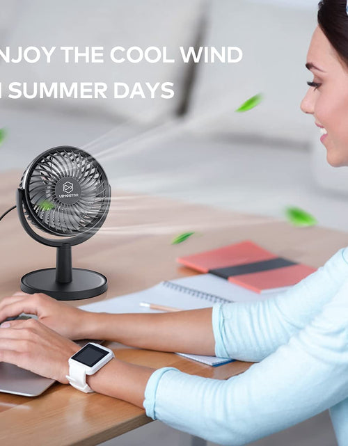 Load image into Gallery viewer, Small Personal USB Powered Fan with 4 Speeds, Portable Desk Fans with 310° Rotation, Mini Powerful Table Fans, Ultra Quiet Air Cooling Fan for Office, Bedroom, Easy to Store, Strong, Compact-Black
