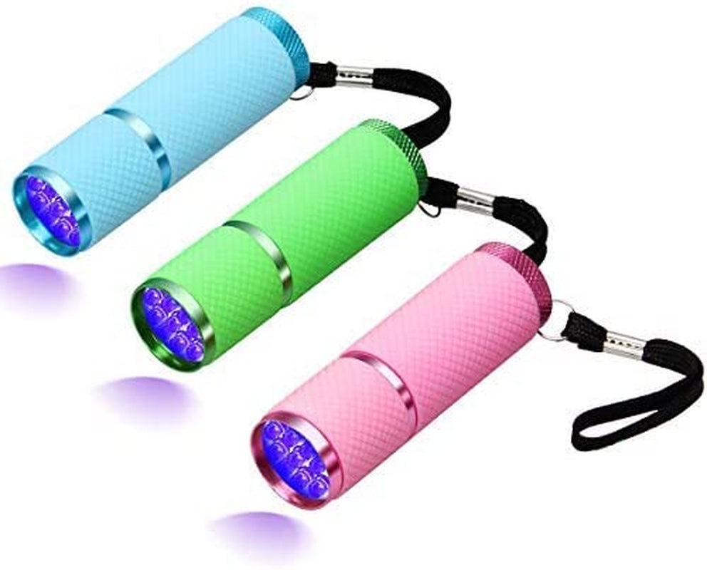 3Pcs LED Flashlight, Small Glow Flashlights with 9 LED Lights, Portable Light Nail Dryer for Nail Gel (MIXCOLOR)