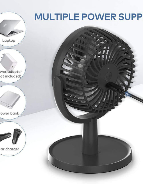 Load image into Gallery viewer, Small Personal USB Powered Fan with 4 Speeds, Portable Desk Fans with 310° Rotation, Mini Powerful Table Fans, Ultra Quiet Air Cooling Fan for Office, Bedroom, Easy to Store, Strong, Compact-Black
