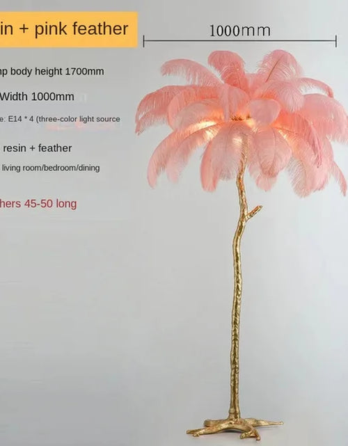 Load image into Gallery viewer, Nordic Ostrich Feather Led Floor Lamp Resin Copper Living Room Home Decor Standing Light Indoor Lighting Bedroom Bedside Light
