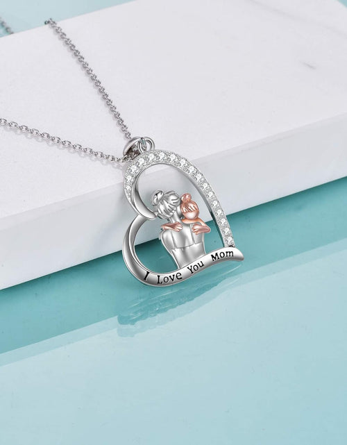 Load image into Gallery viewer, I Love You Mom Necklace Sterling Silver Mother Daughter Love Heart Necklace Jewelry Mothers Day Birthday Wedding for from Daughter
