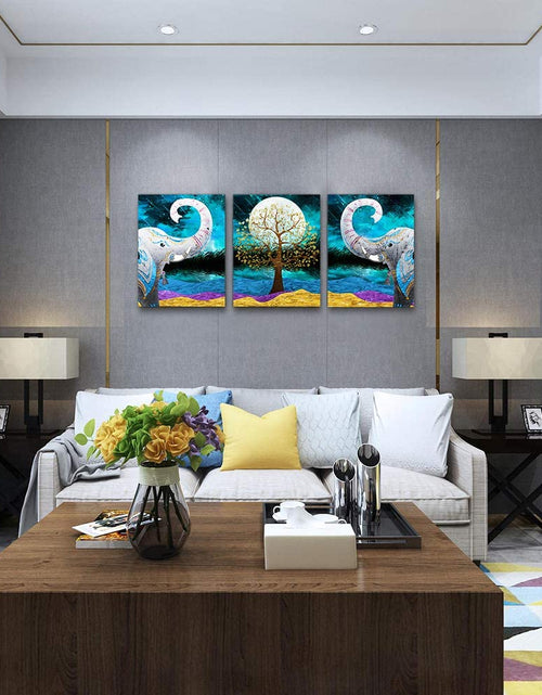 Load image into Gallery viewer, Canvas Wall Art for Living Room ,Farmhouse Bathroom Wall Decor Blue Abstract Animal Landscape Painting,Modern Family Kitchen Bedroom Decoration Elephant Canvas Art Pictures Artwork for Home Walls
