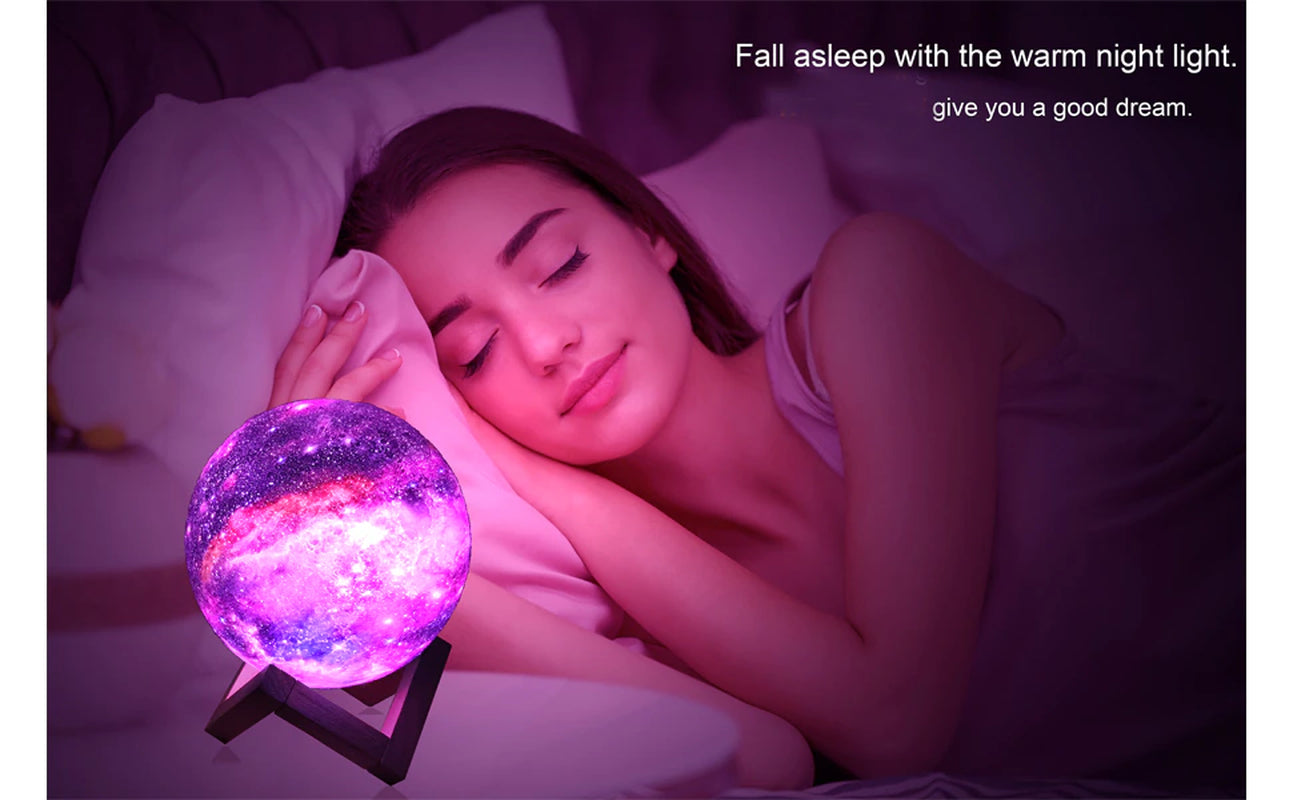 T20 3D Printing Moon Lamp Galaxy Moon Light Kids Night Light 16 Color Change Touch and Remote Control Galaxy Light as Gifts