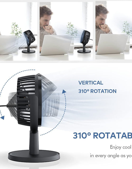 Load image into Gallery viewer, Small Personal USB Powered Fan with 4 Speeds, Portable Desk Fans with 310° Rotation, Mini Powerful Table Fans, Ultra Quiet Air Cooling Fan for Office, Bedroom, Easy to Store, Strong, Compact-Black
