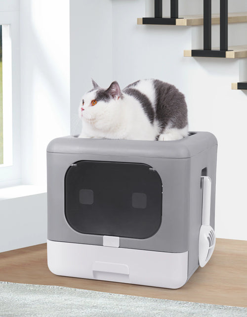 Load image into Gallery viewer, Cat Litter Box Foldable Top Entry Litter Box with Cat Litter Scoop Drawer for Medium and Large Cats
