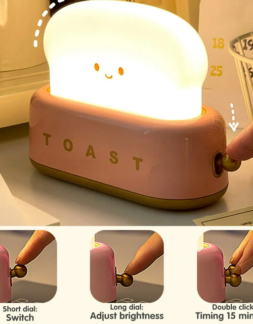 Load image into Gallery viewer, Cute Bread Night Light Usb Rechargable Desk Lamp Bedroom Bedside Sleep Light Reading Light for Office Bedroom Living Room
